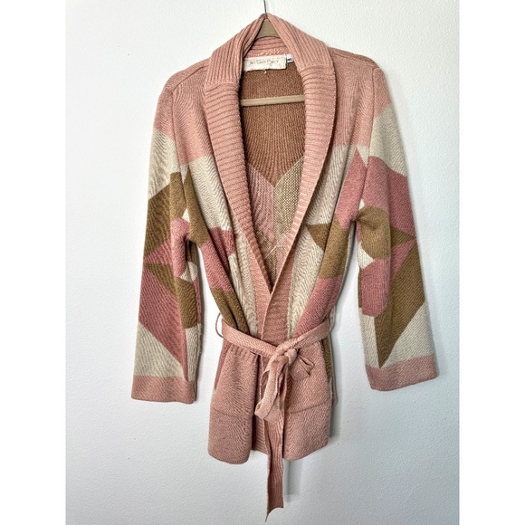 Jens Pirate Booty Freedom Star Belted Cardigan Pink Cream M/L - Picture 2 of 6